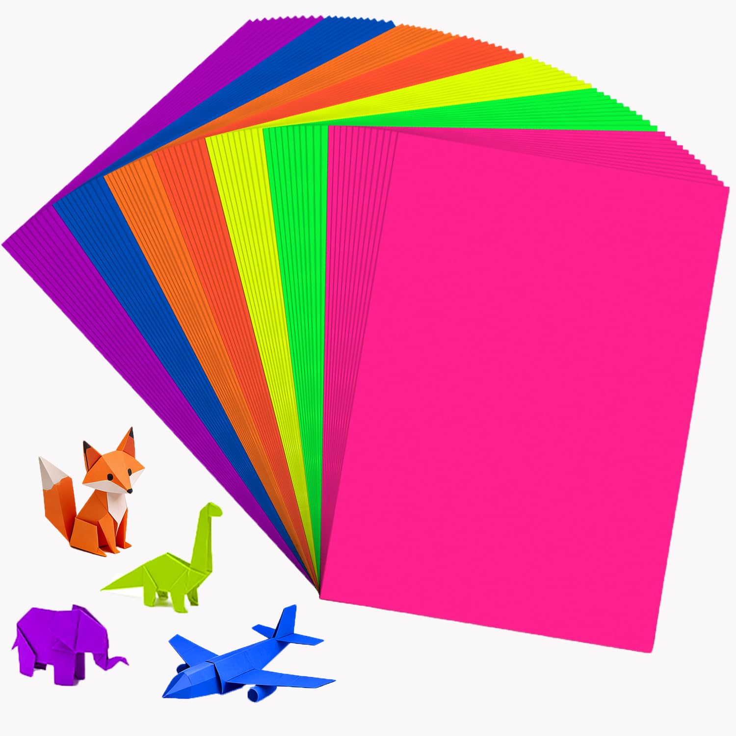 Card A4, 56 Sheets Neon Rainbow Cardstock, 250