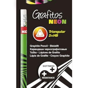 Graphite Pencils Set - Grafitos Neon, HB, Soft, Triangular -