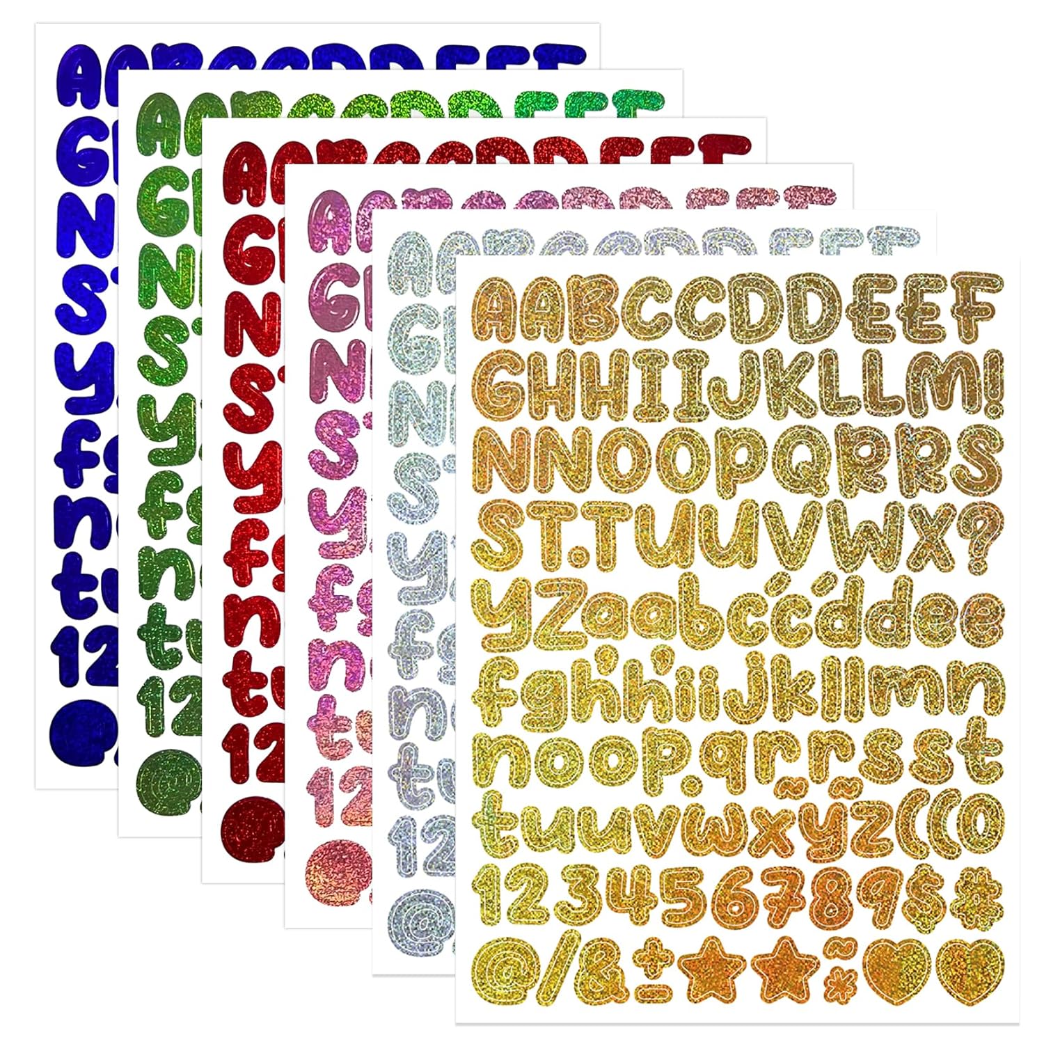 Small Vinyl Letter Number Stickers, 6 Sheets 0.5